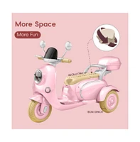 Simplie Fun 12V Kids Motorcycle, 3 Wheels 12v Kids Ride on Motorcycle with Mp3, Bluetooth, Headlight, Storage Box, Motorcycle for Kids-Pink