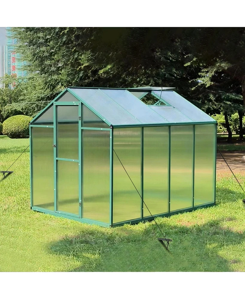 Simplie Fun Newly marketed Gain height windproofaluminum greenhouse 6x8 Ft Polycarbonate Greenhouse Raised Base and Anchor Aluminum Heavy Duty Walk