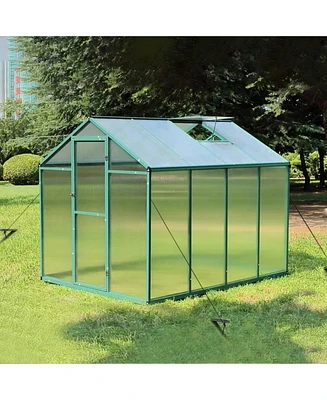 Simplie Fun Newly marketed Gain height windproofaluminum greenhouse 6x8 Ft Polycarbonate Greenhouse Raised Base and Anchor Aluminum Heavy Duty Walk