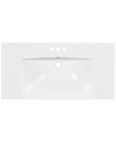 Streamdale Furniture 36" Single Bathroom Basin Sink, Vanity Top Only, 3-Faucet Holes, Resin