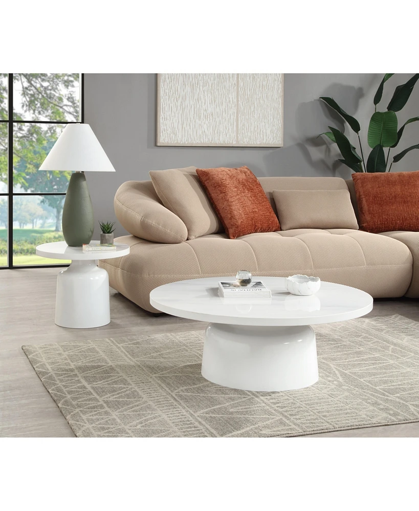 Simplie Fun Zaid Coffee Table, Engineering Marble & White High Gloss Finish