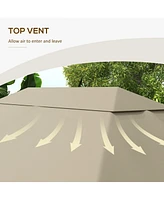10' x 13' Gazebo Canopy Replacement, Outdoor Gazebo Cover Top Roof Replacement with Vents and Drain Holes, (Top Cover Only), Khaki