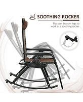 Streamdale Furniture Set of 2 Outdoor Rocking Chairs, Foldable Reclining Zero Gravity Lounge Rocker with Pillow, Cup & Phone Holder, Combo Design with