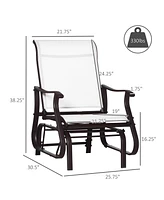 Outdoor Glider Chair, Gliders for Outside Patio with Steel Frame and Mesh Fabric for Backyard, Garden, and Porch