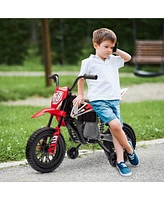 Simplie Fun Kids Dirt Bike with Twist Grip Throttle, 12V Electric Motorcycle, Electric Bike for Toddler with Training Wheels, Rear Suspension & Music