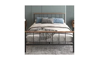 Slickblue Metal Platform Bed Frame with Headboard & Footboard - Sturdy Design, No Box Spring Needed