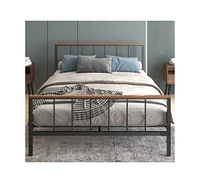 Slickblue Metal Platform Bed Frame with Headboard & Footboard - Sturdy Design, No Box Spring Needed