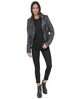 Dkny Jeans Women's Leather Moto Jacket - BLK