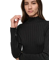 Dkny Jeans Women's Ribbed Mock Neck Bodysuit