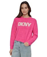 Dkny Jeans Women's Tinsel Logo Boucle Sweater 