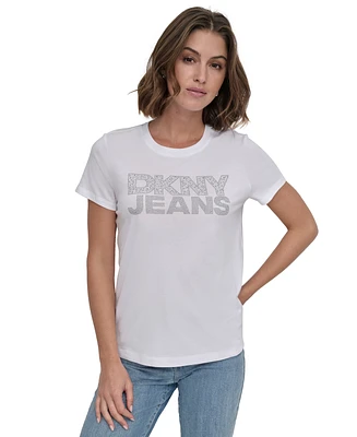 Dkny Jeans Women's Studded Logo T-Shirt - WTL