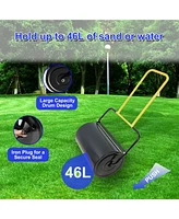 40 litre high capacity lawn roller, can fill sand/water, U-shaped ergonomic handle, easy to push and pull, suitable for gardens, farms, parks, black