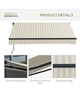 Streamdale Furniture 8' x 6.5' Retractable Awning, Patio Awning Sunshade Shelter with Manual Crank Handle, 280gsm Uv Resistant Fabric and Aluminum Fra