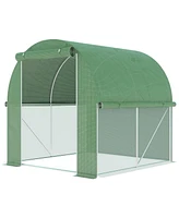 Streamdale Furniture 6' x 6' x 6' Tunnel Greenhouse Outdoor Walk-In Hot House with Roll-up Plastic Cover and Zippered Door, Steel Frame, Green