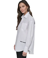 Dkny Jeans Women's Oversized Logo-Print Shirt - WHB