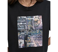 Dkny Jeans Women's Aerial Photo Print Rhinestone Logo T-Shirt