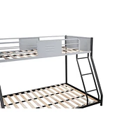 Slickblue Sturdy Metal Twin Over Full Bunk Bed - Ideal Space-Saving Solution for Kids' Rooms