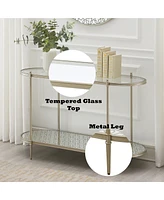 Streamdale Furniture Zaba Sofa Table, Glass Top & Champagne Finish