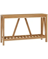 Streamdale Furniture Console Table, Farmhouse Entryway Table with Storage Slatted Shelf, Rustic Sofa Table with Anti