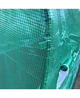15' x 7' x 6.5' Walk-in Tunnel Hoop Greenhouse, Green House with Polyethylene Pe Cover, Steel Frame, Roll-Up Zipper Door & Windows for Flowers, Vegeta