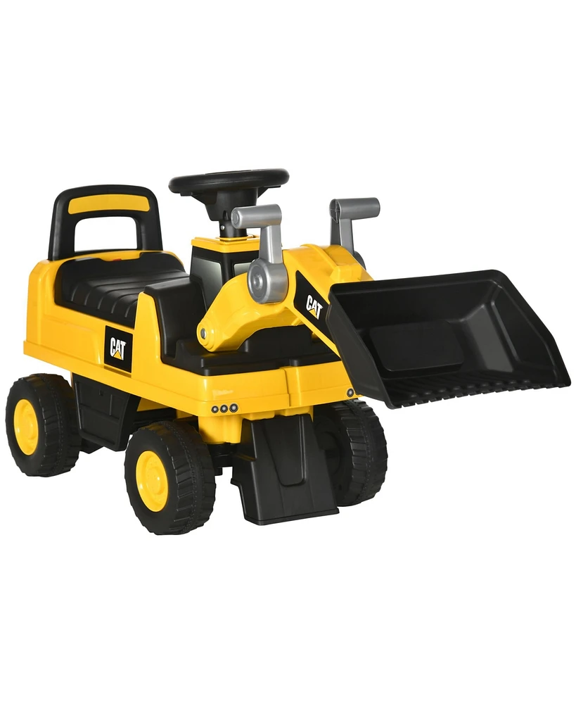 Streamdale Furniture Ride on Excavator for Kids, Caterpillar Cat Licensed Ride on Digger Construction Vehicles with Manual Shovel, Horn, Hidden Storag