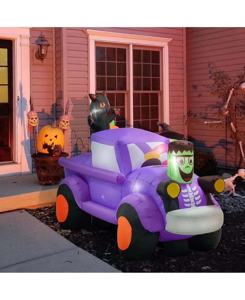 Streamdale Furniture 5ft Witch Driving Halloween Inflatable Truck, Blow Up Outdoor Led Yard Display, Waterproof