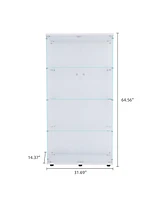 Slickblue Two Door Glass Cabinet Glass Display Cabinet with 4 Shelves