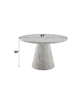 Streamdale Furniture Kacey Round Dining Table, Engineered Stone Finish