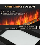 28.5" 1500W Electric Wall-Mounted Fireplace with Flame Effect, 7 Color Background Light, Black