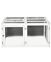 Rabbit Hutch, Wooden Outdoor Bunny Cage with an Openable Foldable Top, Door, Guinea Pig Hutch for Backyard, Garden, fits 1-4 Rabbits, Gray