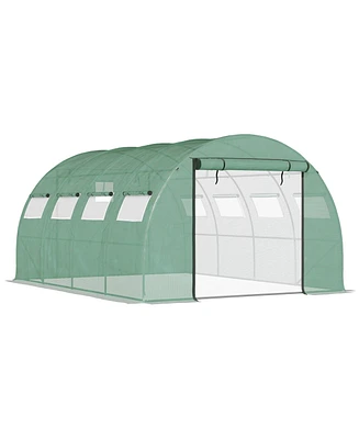 Streamdale Furniture 13' x 10' x 6.5' Walk-in Tunnel Greenhouse with 2 Zippered Mesh Doors & 10 Mesh Windows, Upgraded Gardening Plant Hot House with