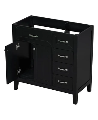 Simplie Fun 36" Bathroom Vanity without Sink, Cabinet Base Only, Bathroom Cabinet with Drawers, Solid Frame and Mdf Board, Black