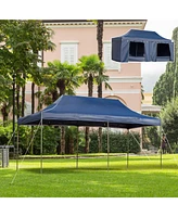 Simplie Fun 10' x 20' Pop Up Canopy Tent with Sidewalls & Doors, Instant Tents for Parties with Wheeled Carry Bag, Height Adjustable, for Outdoor, Gar