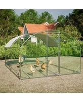 Simplie Fun Large Chicken Coop Metal Chicken Run with Waterproof and Anti-uv Cover, Dome Shaped Walk