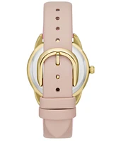 Kate Spade New York Women's Crosstown Three-hand Gold-Tone Pink Leather Watch 34mm