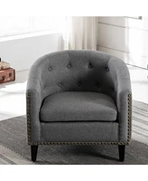 Slickblue Tufted Barrel Chair Comfortable Accent Chair for Living Room, Bedroom, or Club Spaces