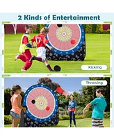 Costway Large Dart Board for Kids with 4 Kick Balls, Carrying Bag Giant Outdoor