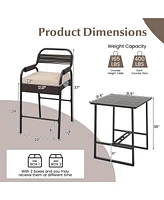 Costway 5-Piece Counter Bar Set Patio Rattan Counter Set
