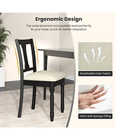 Gymax Set of 4 Upholstered Wooden Dining Chair w/ Seat Storage Space Brown