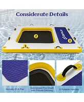 Costway 8 ft x 8 ft Inflatable Floating Dock with Mesh Swim Lounge Removable Insert