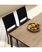 Costway Armless Wood Dining Chair Set of 2 with Rubber Legs Curved Backrest Kitchen