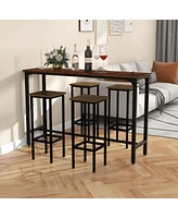 Costway 28" Bar Stools Set of 4 Backless Dining Stools with Footrest Sturdy Metal Frame