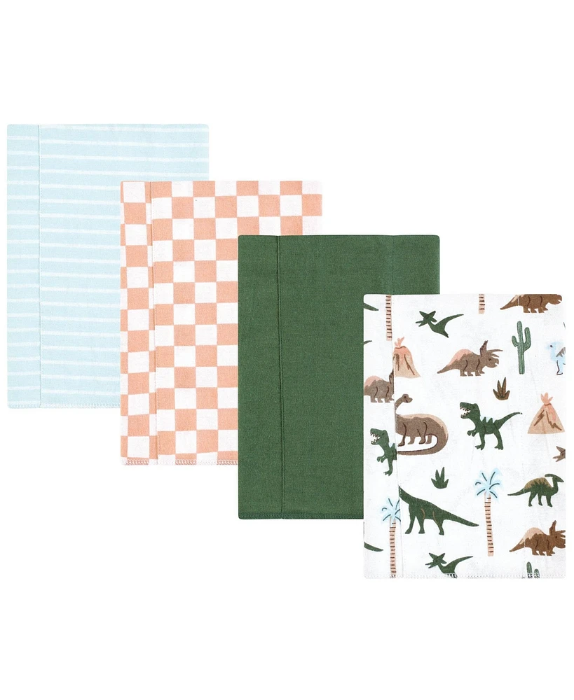 Hudson Baby Boys Cotton Flannel Burp Cloths -Pack, Retro Dinosaur