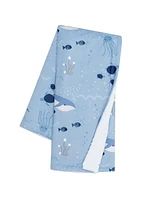 Lambs & Ivy Bubbles & Squirt Blue Ocean/Aquatic Whale Soft Fleece Baby Blanket