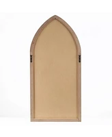 LuxenHome Rustic Wood Cathedral Wall Mirror