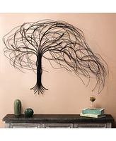 LuxenHome Black Metal Windy Tree Wall Decor