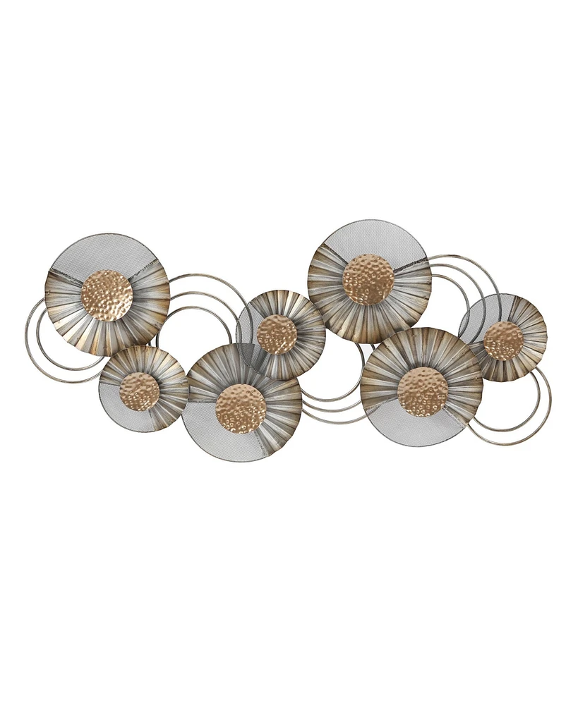 LuxenHome 47" W Distressed Metal Modern Flower Wall Decor