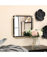 LuxenHome Gold and Black Metal Floating Frame Wall Accent Mirror