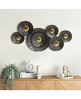 LuxenHome 41.3-In Wide Brown and Gold Metal Abstract Flower Wall Decor