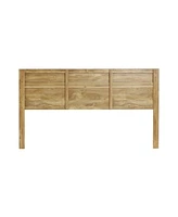 LuxenHome Oak Finish Manufactured Wood with Natural Rattan Top Headboard